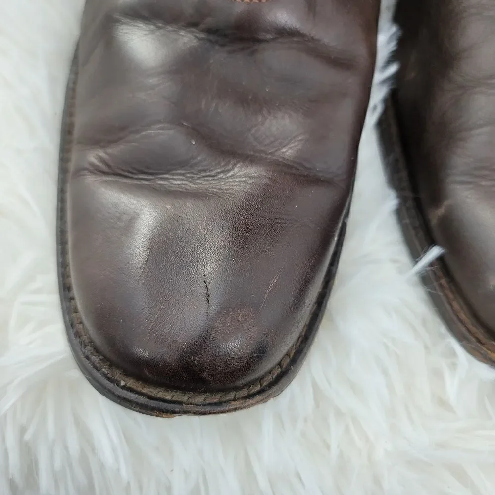 Gordon rush studded brown leather ankle boots. (K)